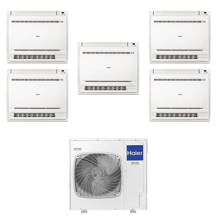 Haier 5-fach-Split-Klimagerät Konsole, Inverter, WLAN, Weiß – Außengerät R32 12,5 kW, Innengeräte 9000+9000+9000+15000+18000 BTU 5U125S2SN1FA+AF[25|25|25|42|50]S2SD1FA(D)