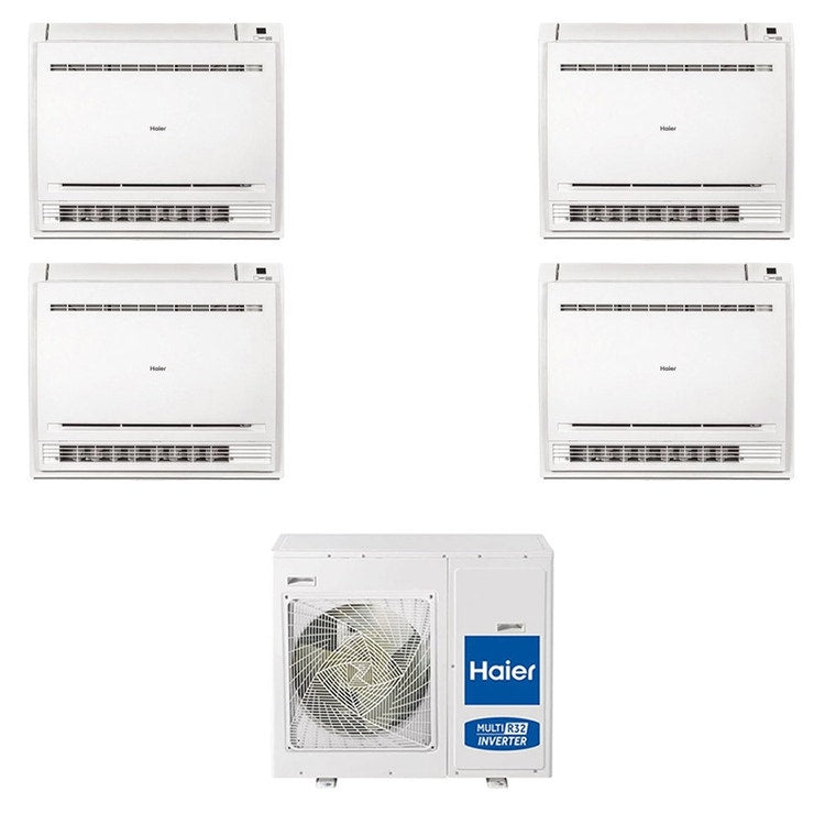 Haier 4-fach-Split-Klimagerät Konsole, Inverter, Weiß – Außengerät R32 8,5 kW, Innengeräte 9000+9000+9000+15000 BTU 4U85S2SR5FA+AF[25|25|25|42]S2SD1FA(D)