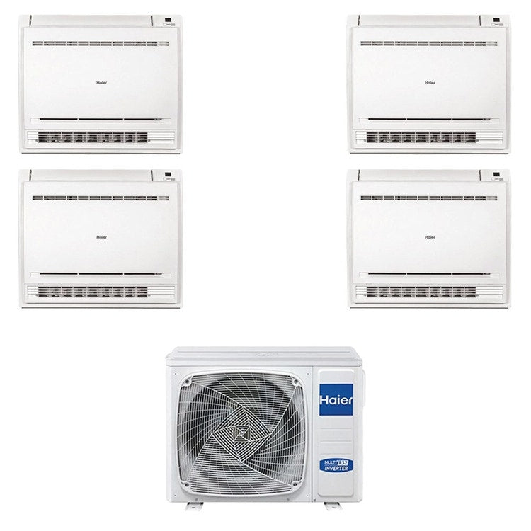Haier 4-fach-Split-Klimagerät Konsole, Inverter, WLAN, Weiß – Außengerät R32 9 kW, Innengeräte 9000+9000+9000+9000 BTU 5U90S2SS5FA+AF[25|25|25|25]S2SD1FA(D)
