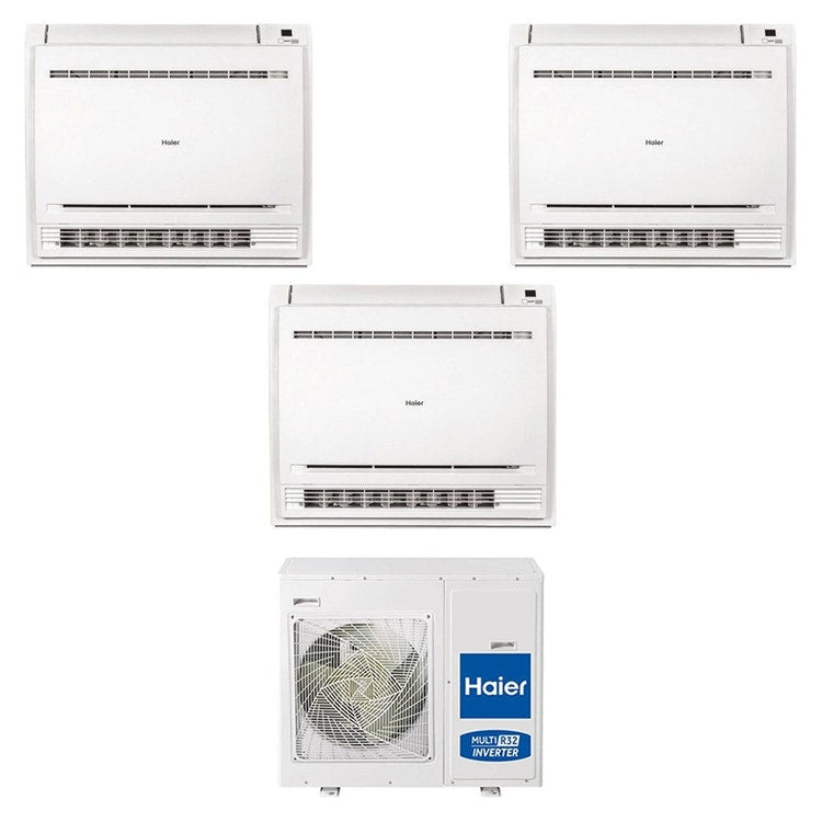Haier 3-fach-Split-Klimagerät Konsole, Inverter, Weiß – Außengerät R32 7,5 kW, Innengeräte 12000+12000+12000 BTU 4U75S2SR5FA+AF[35|35|35]S2SD1FA(D)