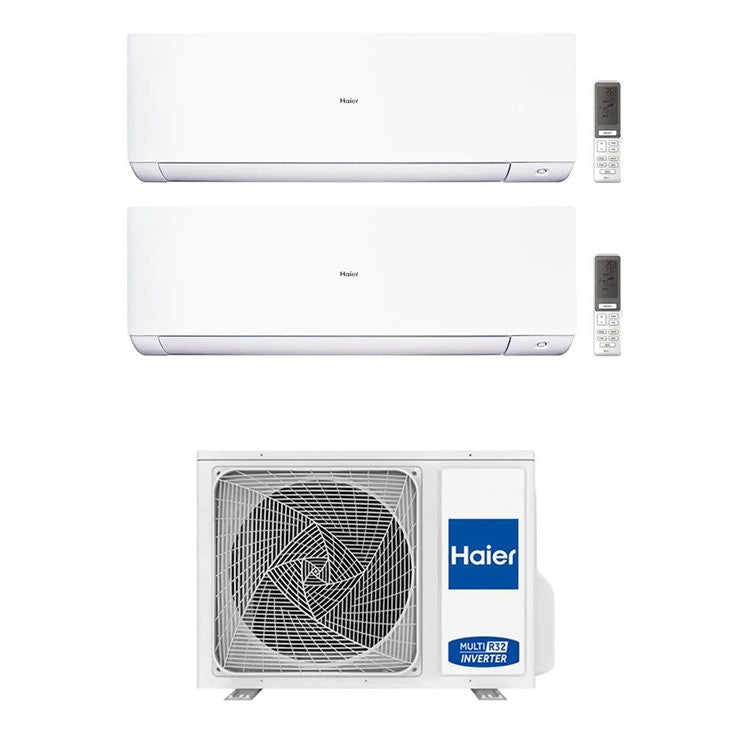 Haier 2-fach-Split-Klimagerät EXPERT, Wandgerät, Inverter, WLAN, Weiß – Außengerät R32 5 kW, Innengeräte 7000+15000 BTU 2U50S2SM1FA-3+AS[20]XCAHRA+AS[42]XCAHRA-1