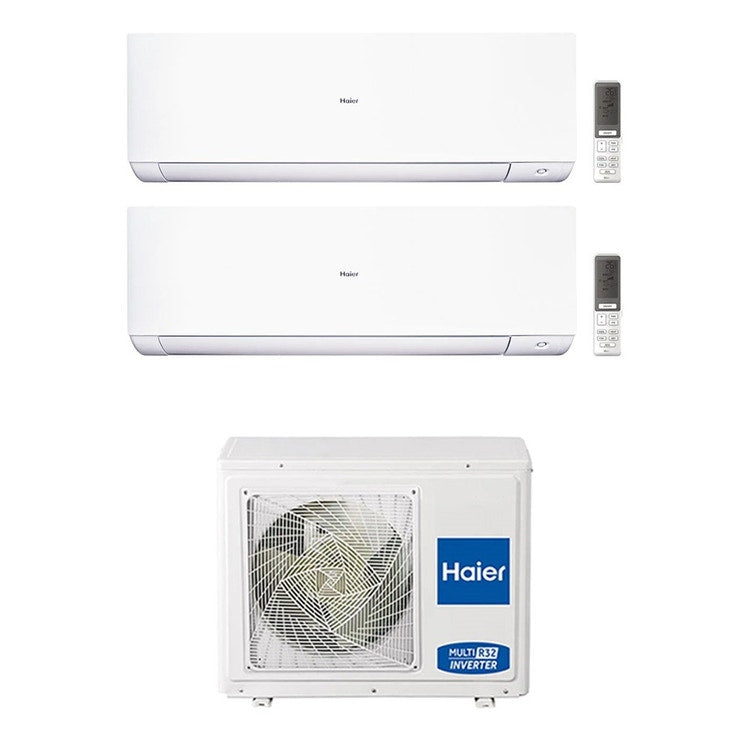 Haier 2-fach-Split-Klimagerät EXPERT, Wandgerät, Inverter, WLAN, Weiß – Außengerät R32 5,5 kW, Innengeräte 7000+18000 BTU 3U55S2SR5FA+AS[20|50]XCAHRA