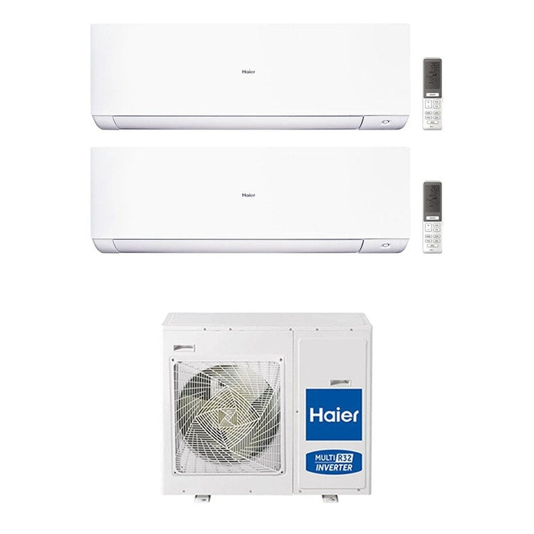 Haier 2-fach-Split-Klimagerät EXPERT, Wandgerät, Inverter, WLAN, Weiß – Außengerät R32 8,5 kW, Innengeräte 9000+15000 BTU 4U85S2SR5FA+AS[25|42(1)]XCAHRA