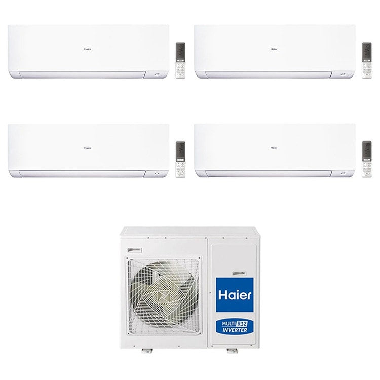 Haier 4-fach-Split-Klimagerät EXPERT, Wandgerät, Inverter, WLAN, Weiß – Außengerät R32 7,5 kW, Innengeräte 7000+7000+12000+15000 BTU 4U75S2SR5FA+AS[20|20|35]XCAHRA+AS[42]XCAHRA-1