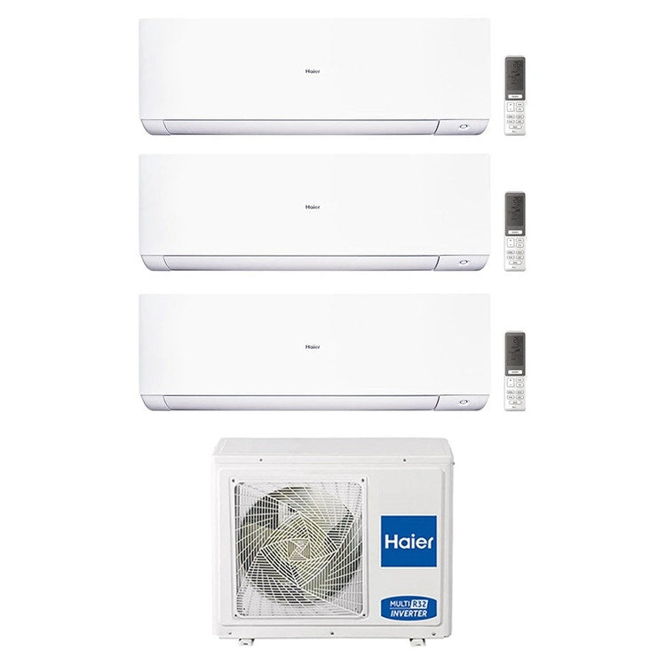 Haier 3-fach-Split-Klimagerät EXPERT, Wandgerät, Inverter, WLAN, Weiß – Außengerät R32 7 kW, Innengeräte 7000+7000+15000 BTU 3U70S2SR5FA+AS[20|20]XCAHRA+AS[42]XCAHRA-1