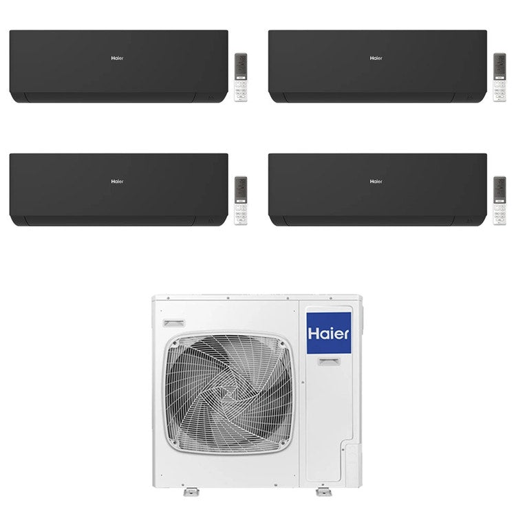 Haier 4-fach-Split-Klimagerät EXPERT, Wandgerät, Inverter, WLAN, Schwarz – Außengerät R32 12,5 kW, Innengeräte 7000+7000+7000+15000 BTU 5U125S2SN1FA+AS[20|20|20|42(1)]XCAHRA-MB