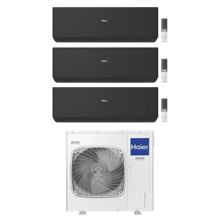 Haier 3-fach-Split-Klimagerät EXPERT, Wandgerät, Inverter, WLAN, Schwarz – Außengerät R32 12,5 kW, Innengeräte 7000+7000+7000 BTU 5U125S2SN1FA+AS[20|20|20]XCAHRA-MB