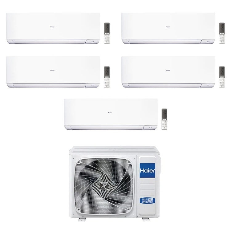 Haier 5-fach-Split-Klimagerät EXPERT, Wandgerät, Inverter, WLAN, Weiß – Außengerät R32 9 kW, Innengeräte 7000+7000+7000+9000+18000 BTU 5U90S2SS5FA+AS[20|20|20|25|50]XCAHRA