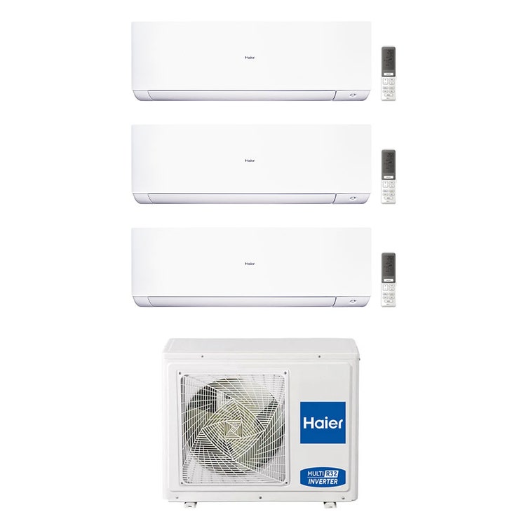 Haier 3-fach-Split-Klimagerät EXPERT, Wandgerät, Inverter, WLAN, Weiß – Außengerät R32 5,5 kW, Innengeräte 7000+9000+9000 BTU 3U55S2SR5FA+AS[20|25|25]XCAHRA