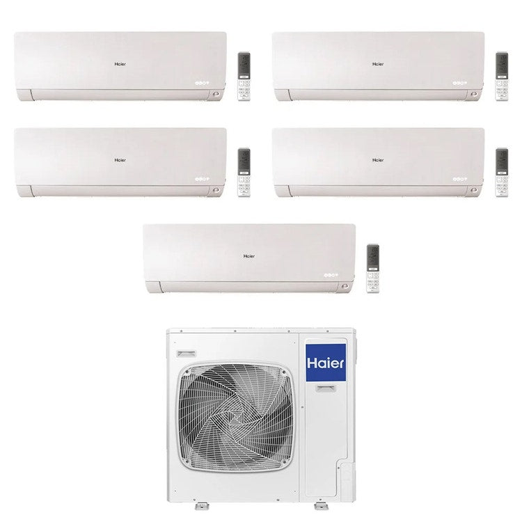 Haier 5-fach-Split-Klimagerät FLEXIS PLUS, Wandgerät, Inverter, WLAN, Weiß – Außengerät R32 12,5 kW, Innengeräte 9000+9000+9000+12000+24000 BTU 5U125S2SN1FA+AS[25|25|25|35|71]S2SF1FA-MW3