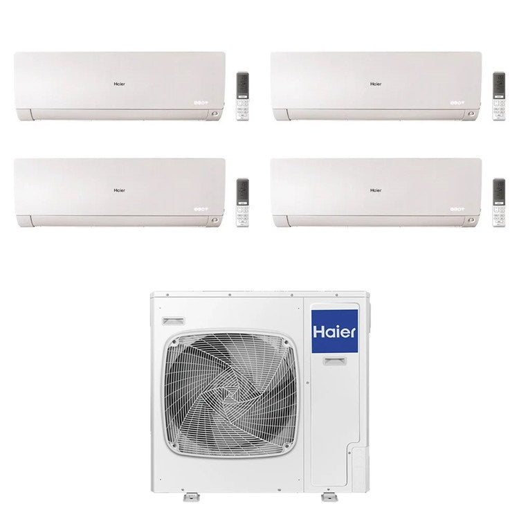 Haier 4-fach-Split-Klimagerät FLEXIS PLUS, Wandgerät, Inverter, WLAN, Weiß – Außengerät R32 12,5 kW, Innengeräte 7000+9000+15000+18000 BTU 5U125S2SN1FA+AS[20|25|42|50]S2SF1FA-MW3