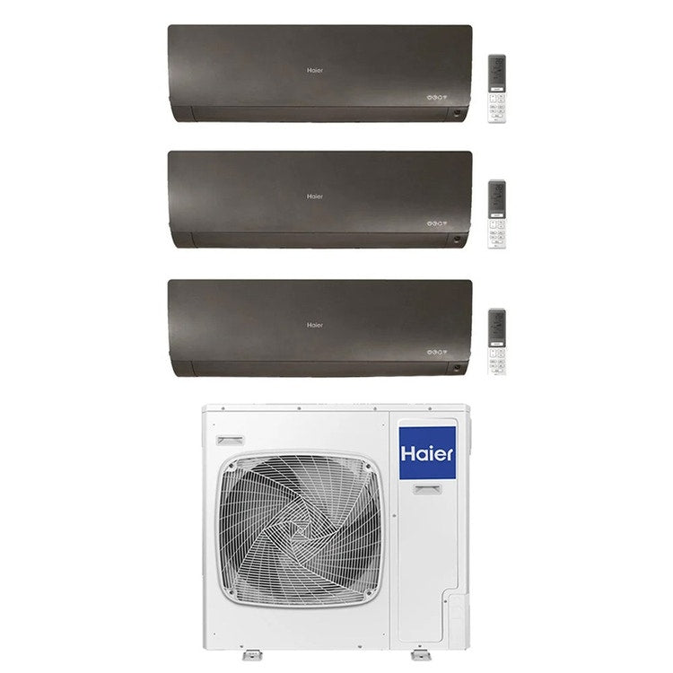 Haier 3-fach-Split-Klimagerät FLEXIS PLUS, Wandgerät, Inverter, WLAN, Schwarz – Außengerät R32 12,5 kW, Innengeräte 12000+12000+18000 BTU 5U125S2SN1FA+AS[35|35|50]S2SF1FA-MB3