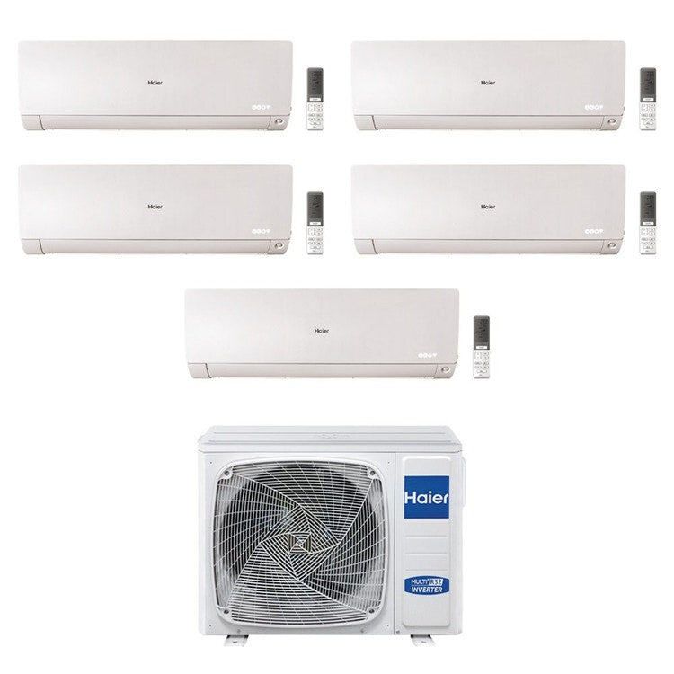 Haier 5-fach-Split-Klimagerät FLEXIS PLUS, Wandgerät, Inverter, WLAN, Weiß – Außengerät R32 9 kW, Innengeräte 7000+7000+9000+9000+15000 BTU 5U90S2SS3FA+AS[20|20|25|25|42]S2SF1FA-MW3
