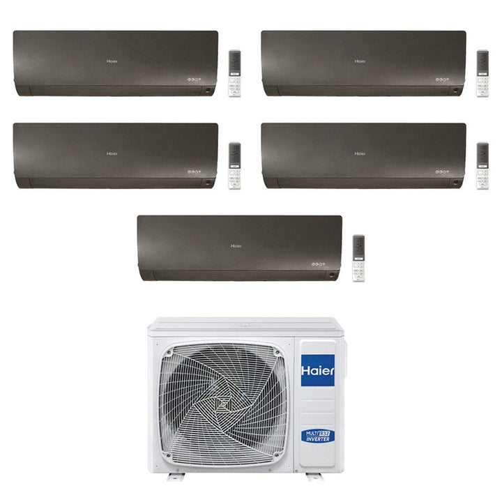 Haier 5-fach-Split-Klimagerät FLEXIS PLUS, Wandgerät, Inverter, WLAN, Schwarz – Außengerät R32 9 kW, Innengeräte 7000+7000+7000+9000+18000 BTU 5U90S2SS3FA+AS[20|20|20|25|50]S2SF1FA-MB3