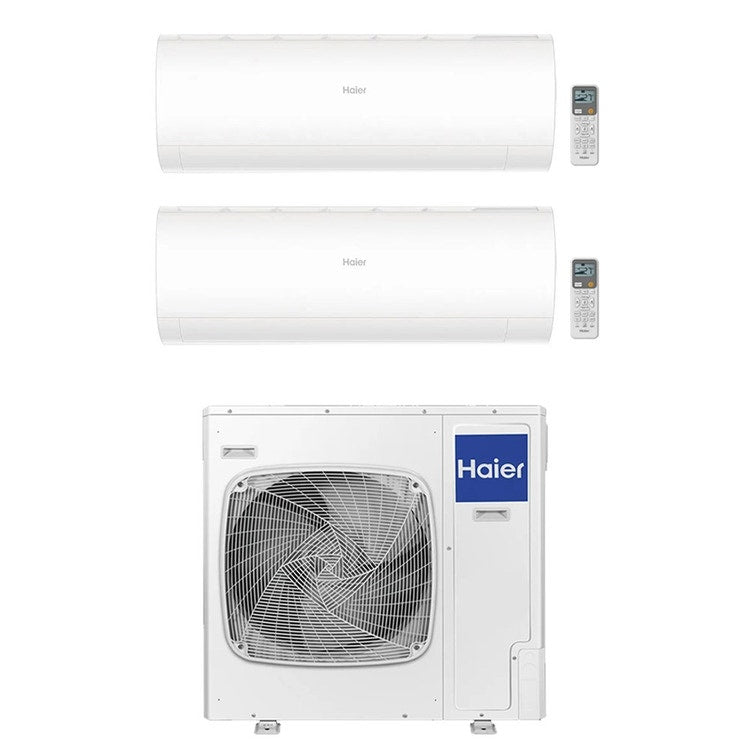 Haier 2-fach-Split-Klimagerät PEARL, Wandgerät, Inverter, WLAN, Weiß – Außengerät R32 12,5 kW, Innengeräte 18000+18000 BTU 5U125S2SN1FA+AS[50|50]PDAHRA