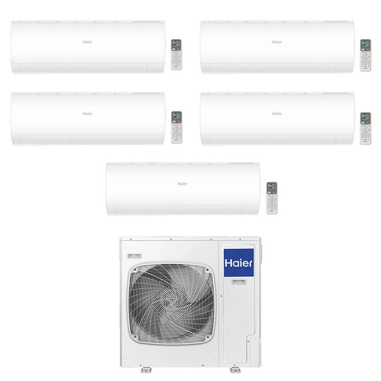 Haier 5-fach-Split-Klimagerät PEARL, Wandgerät, Inverter, WLAN, Weiß – Außengerät R32 12,5 kW, Innengeräte 7000+7000+9000+12000+18000 BTU 5U125S2SN1FA+AS[20PBA|20PBA|25PBP|35PBP|50PDA]HRA