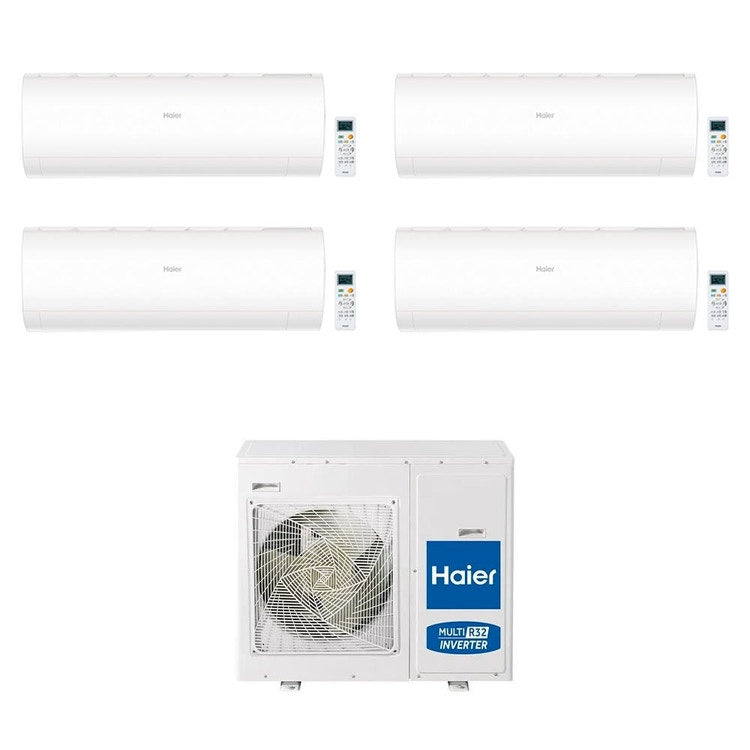 Haier 4-fach-Split-Klimagerät PEARL, Wandgerät, Inverter, WLAN, Weiß – Außengerät R32 8,5 kW, Innengeräte 7000+7000+7000+12000 BTU 4U85S2SR5FA+AS[20|20|20|35]PBAHRA