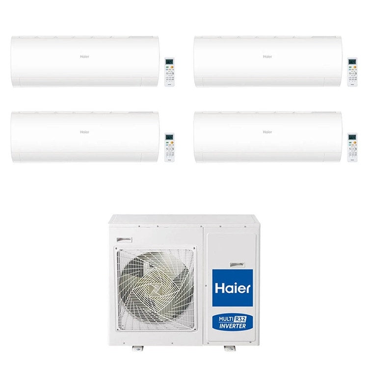 Haier 4-fach-Split-Klimagerät PEARL, Wandgerät, Inverter, WLAN, Weiß – Außengerät R32 7,5 kW, Innengeräte 7000+12000+12000+12000 BTU 4U75S2SR5FA+AS[20]PBAHRA+AS[35|35|35]PBPHRA