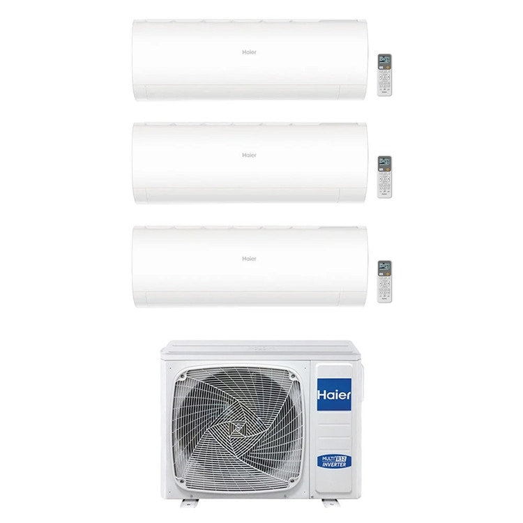 Haier 3-fach-Split-Klimagerät PEARL, Wandgerät, Inverter, WLAN, Weiß – Außengerät R32 9 kW, Innengeräte 7000+9000+9000 BTU 5U90S2SS5FA+AS[20]PBAHRA+AS[25|25]PBPHRA-PRE