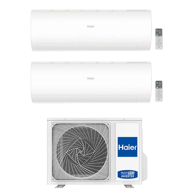 Haier 2-fach-Split-Klimagerät PEARL, Wandgerät, Inverter, WLAN, Weiß – Außengerät R32 4 kW, Innengeräte 7000+7000 BTU 2U40S2SM1FA+AS[20|20]PBAHRA