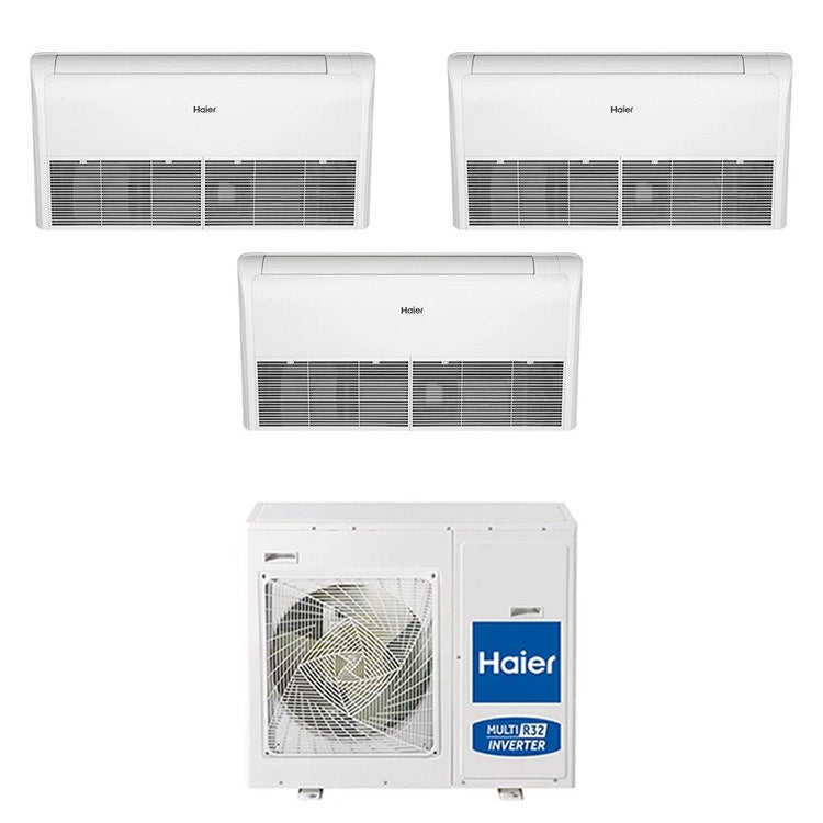 Haier 3-fach-Split-Klimagerät Decke/Boden, Decken-/Truhengerät, Inverter, Weiß – Außengerät R32 7,5 kW, Innengeräte 12000+12000+12000 BTU 4U75S2SR5FA+AC[35|35|35]S2SG2FA(H)