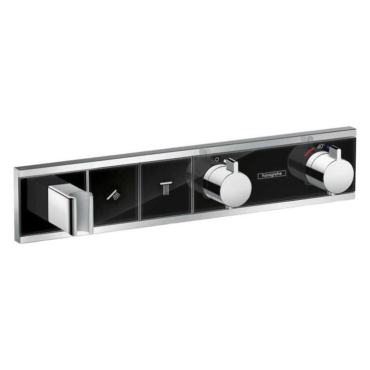 Hansgrohe Einbau-Thermostatmischer für 2 Anschlussstellen, Chrom-Schwarz Finish RAINSELECT 15355600