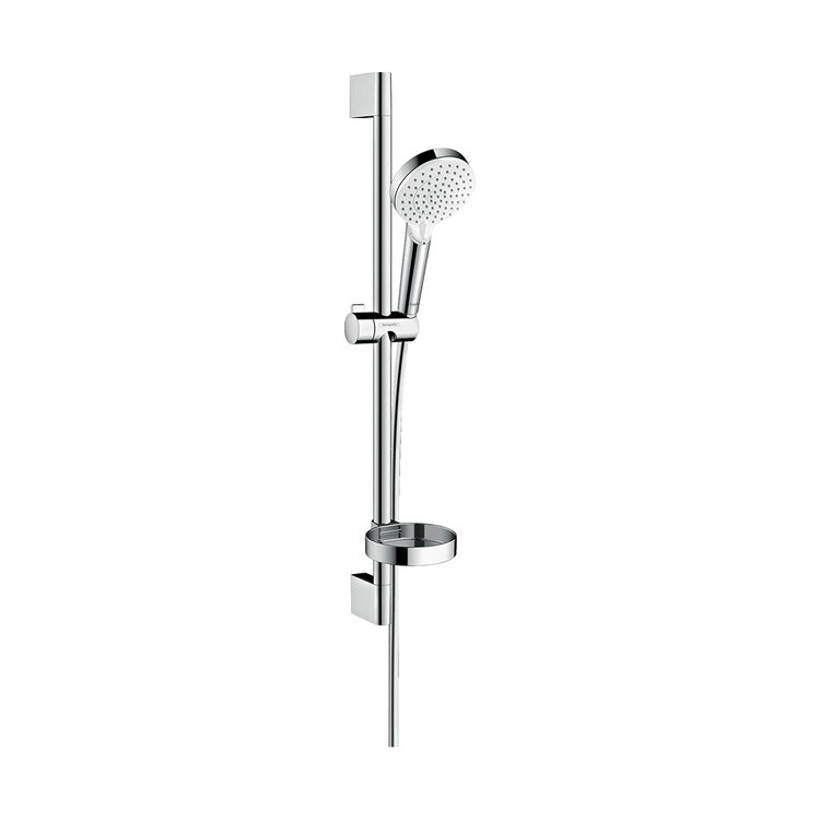 Hansgrohe Duschset Vario, mit Duschstange 65 cm und Seifenhalter, Chrom- und Weiß-Finish CROMETTA 26553400