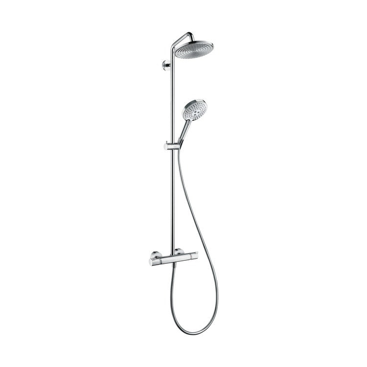 Hansgrohe Duschsystem 240, 1 Strahl, EcoSmart 9 l/min, mit Thermostat, Chromoberfläche RAINDANCE S 27116000