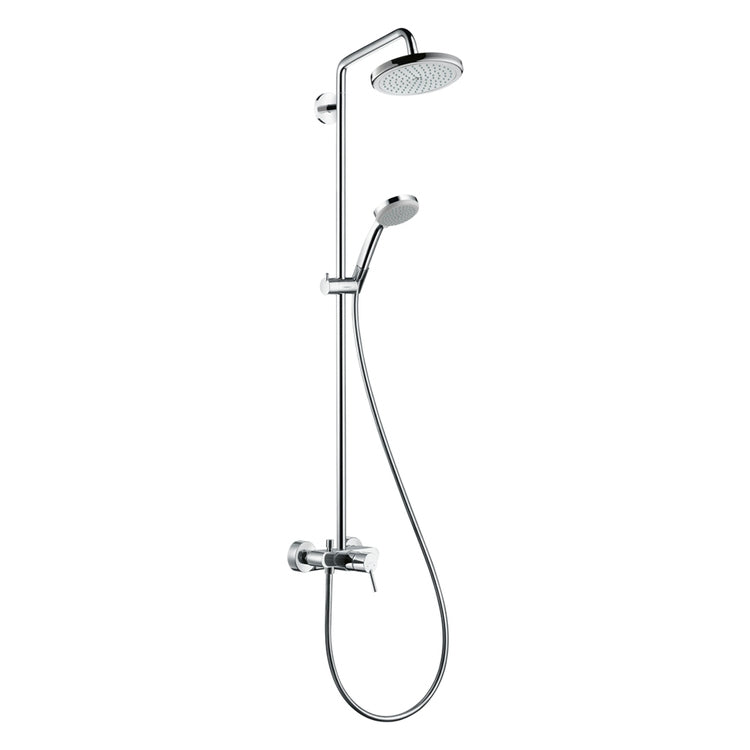 Hansgrohe Duschsystem 220 1 Strahl, mit Einhebelmischer, Chromoberfläche CROMA 27222000
