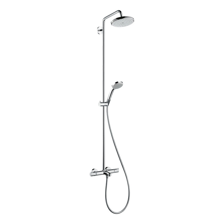 Hansgrohe Duschsystem 220 1 Strahl, mit Wannen-Thermostat, Chromoberfläche CROMA 27223000