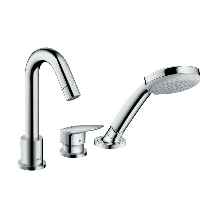 Hansgrohe Drei-Loch-Einhebelarmatur, Wannenrand, mit Secuflex, Chromoberfläche LOGIS 71310000