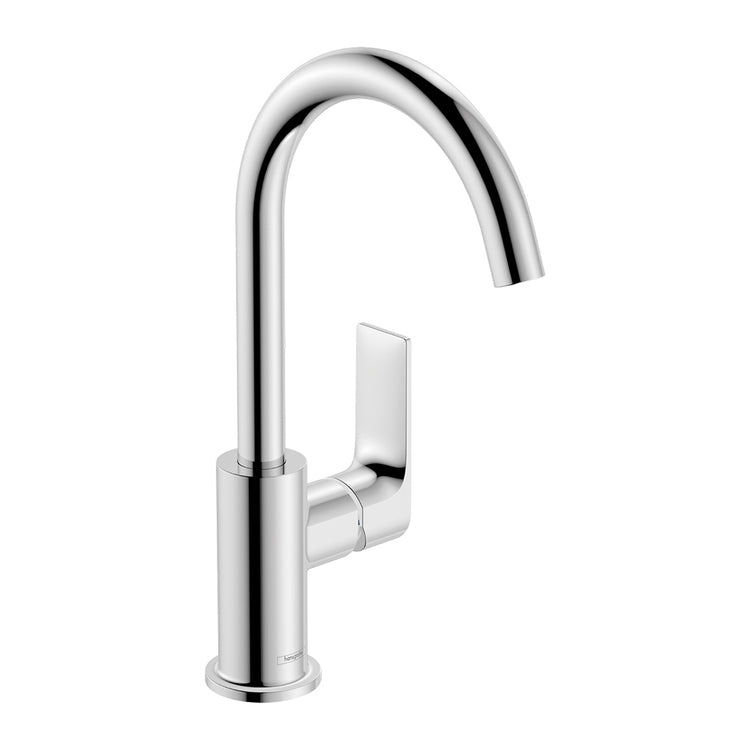 Hansgrohe Einhandmischer H. 30 cm, für Waschbecken, mit Ablauf und schwenkbarem Auslauf, Chromoberfläche REBRIS E 72576000