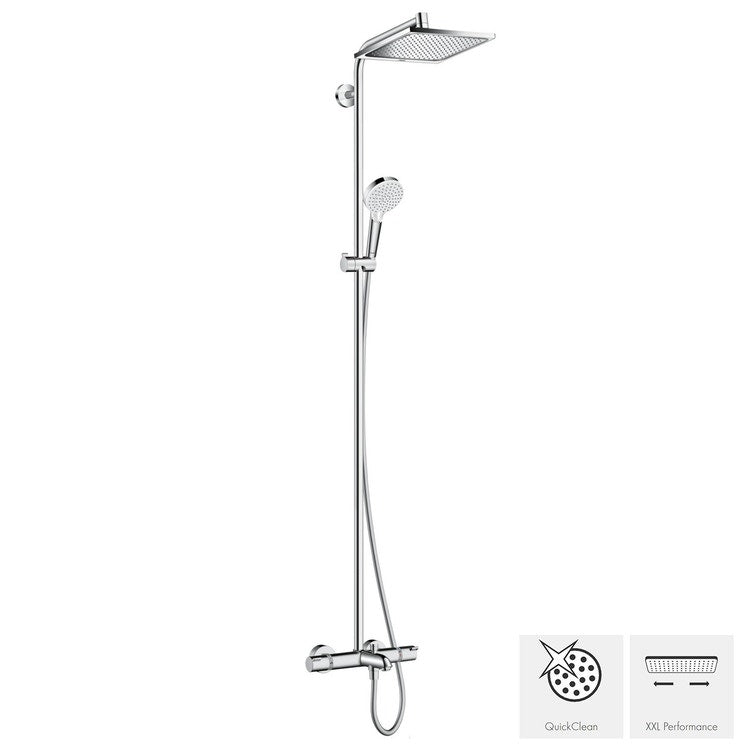 Hansgrohe Duschsäule 240 1 Strahl mit Bad-Thermostat verchromt CROMETTA E 27298000