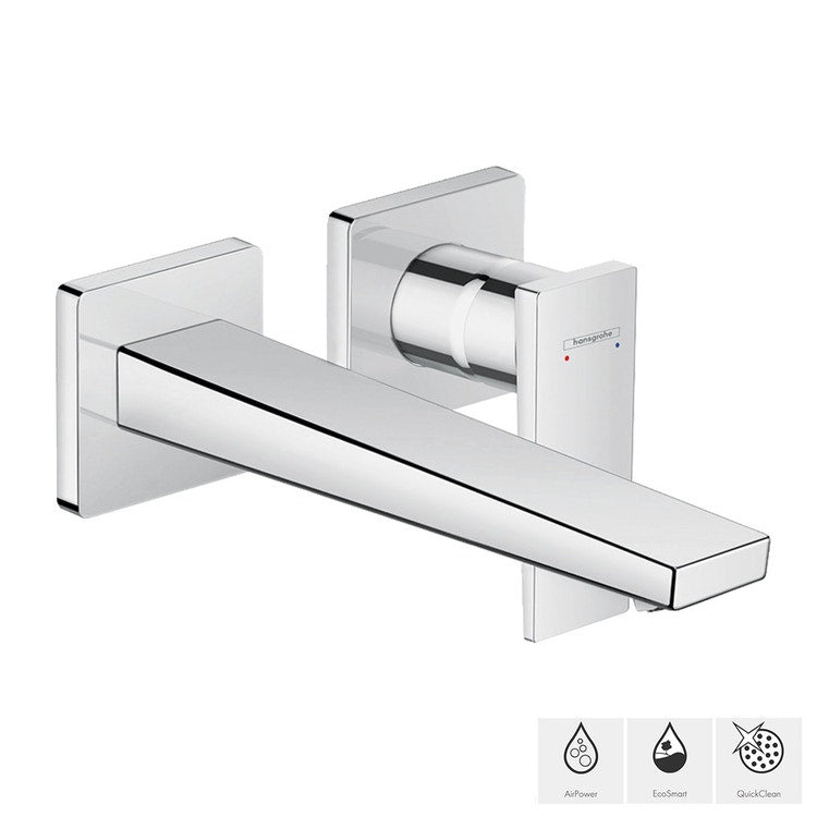 Hansgrohe Einhand-Waschtischmischer zum Einbau in die Wand mit Hebelgriff und Auslauf 22,5 cm Chromoberfläche METROPOL 32526000