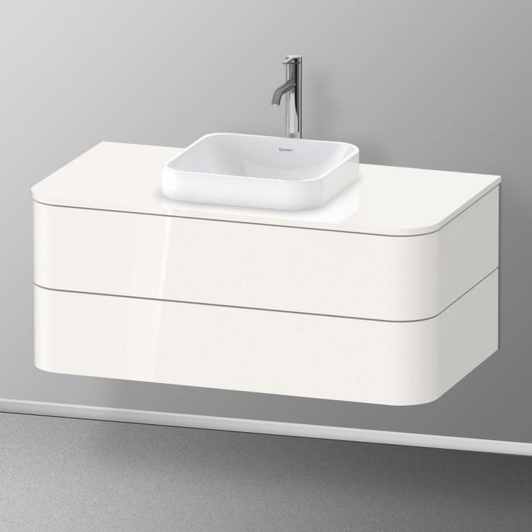 Duravit Hängender Unterschrank für Waschbecken Happy D.2 Plus, 100 cm, 2 Schubladen, obere Schublade mit Aussparung für den Siphon und Siphonabdeckung, Weiß, Hochglanzoberfläche HAPPY D. PLUS HP497102222