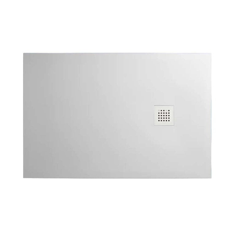 Hatria Rechteckige Duschwanne aus polierter Keramik 120 x 80 cm, mit Geberit Ablauf und Edelstahlrost, Weiß PETRA H3 PL12008000100