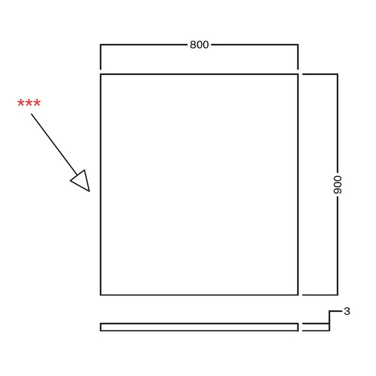Hatria Erweiterung des Trocknungsbereichs aus polierter Keramik 90x80 cm, Weiß PETRA H3 XL0900800010T