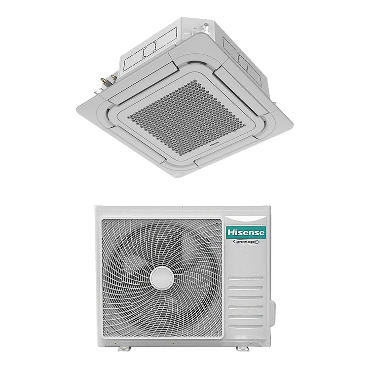 Hisense Kassettengerät-Klimagerät 90x90 cm Monosplit-Inverter, Außengerät 7 kW Innengerät 24000 BTU, Gitter und Fernbedienung ACT-CC8 ACT71UR4RJC8+AUW71U4RK8