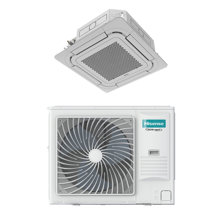 Hisense Kassettengerät-Klimagerät 90x90 cm Monosplit-Inverter, Außengerät 16 kW Innengerät 55000 BTU, Gitter und Fernbedienung ACT-CC8 AUC175UR4RKC8+AUW175U6RW8