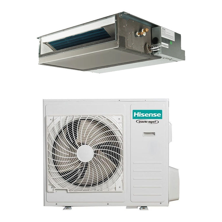 Hisense Kanalgerät MSP AUD-M8 Klimagerät kanalfähig mittlere Leistung Monosplit Inverter, Außengerät 10 kW Innengerät 35000 BTU, Fern- und Kabelfernbedienung inklusive AUD105UX4REH8+AUW105U4RW8