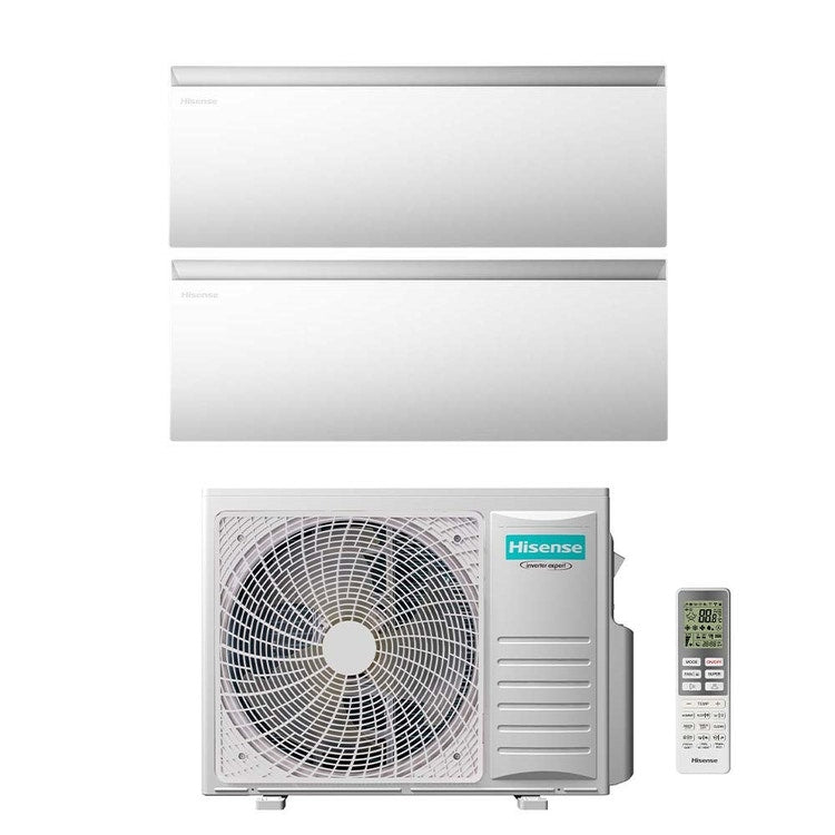 Hisense 2-fach-Split-Klimagerät AIR MASTER, Wandgerät, Inverter, WLAN, Weiß – Außengerät R32 7 kW, Innengeräte 18000+18000 BTU 3AMW72U4RJC+QK[50|50]FM0AG