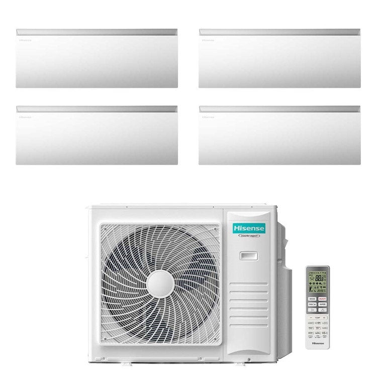 Hisense 4-fach-Split-Klimagerät AIR MASTER, Wandgerät, Inverter, WLAN, Weiß – Außengerät R32 10 kW, Innengeräte 9000+9000+9000+18000 BTU 5AMW105U4RQC+QK[25|25|25]WM0AG+QK[50]FM0AG