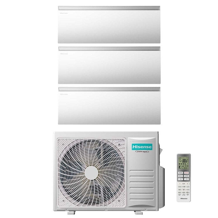 Hisense 3-fach-Split-Klimagerät AIR MASTER, Wandgerät, Inverter, WLAN, Weiß – Außengerät R32 7 kW, Innengeräte 9000+12000+12000 BTU 3AMW72U4RJC+QK[25|35|35]WM0AG