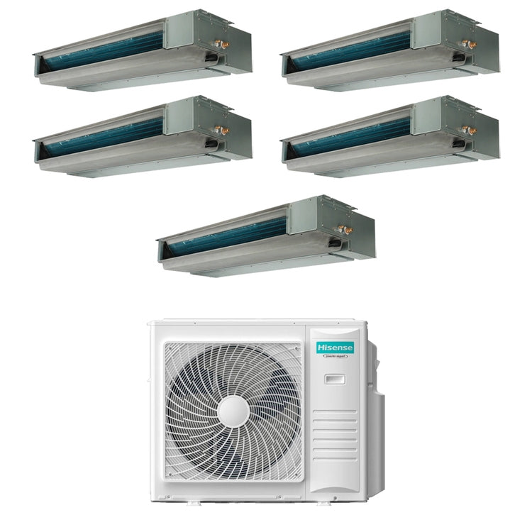 Hisense 5-fach-Split-Klimagerät Kanalgerät SLIM, Inverter, WLAN – Außengerät R32 10 kW, Innengeräte 9000+9000+9000+12000+12000 BTU 5AMW105U4RQC+ADT[26|26|26|35|35]UX4RBL8