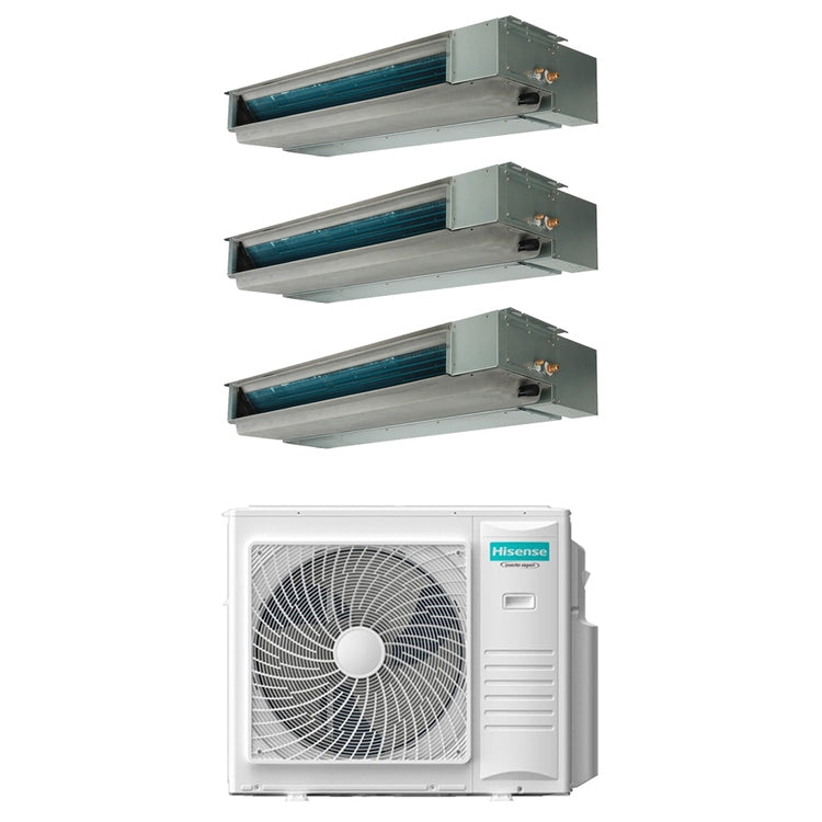 Hisense 3-fach-Split-Klimagerät Kanalgerät SLIM, Inverter, WLAN – Außengerät R32 10 kW, Innengeräte 9000+9000+18000 BTU 5AMW105U4RQC+ADT[26|26]UX4RBL8+ADT[52]UX4RCL8
