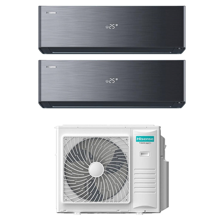 Hisense 2-fach-Split-Klimagerät ENERGY PRO X, Wandgerät, Inverter, WLAN, Schwarz – Außengerät R32 10 kW, Innengeräte 12000+18000 BTU 5AMW105U4RQC+QH[35]XV4BG+QH[50]BV0BG