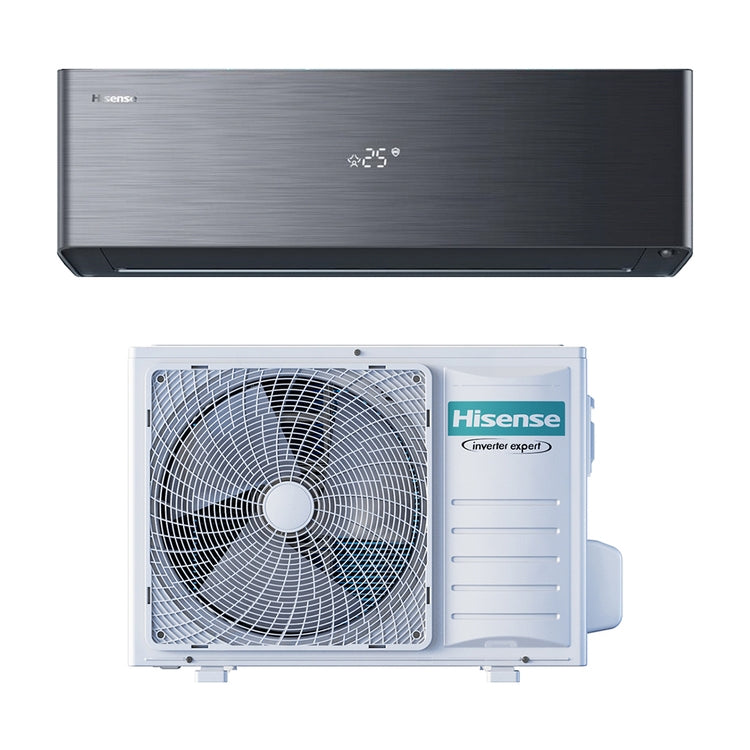 Hisense Monosplit-Klimagerät ENERGY PRO X, Wandgerät, Inverter, WLAN, Schwarz – Außengerät 5 kW, Innengerät 18000 BTU QH50BV0BG+AS50BV04W