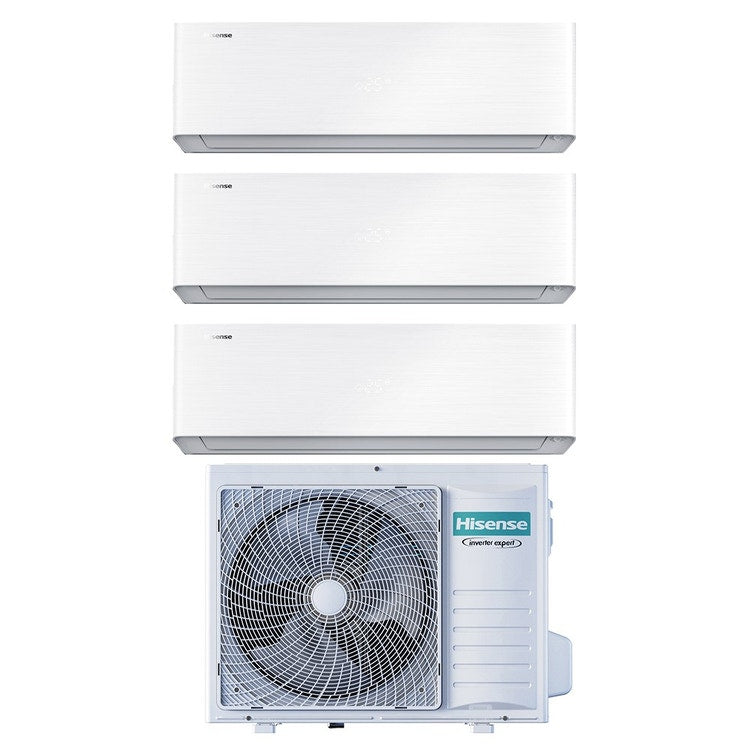 Hisense 3-fach-Split-Klimagerät ENERGY PRO X, Wandgerät, Inverter, WLAN, Weiß – Außengerät R32 7 kW, Innengeräte 9000+12000+12000 BTU 3AMW72U4RJC+QH[25|35|35]XV3AG
