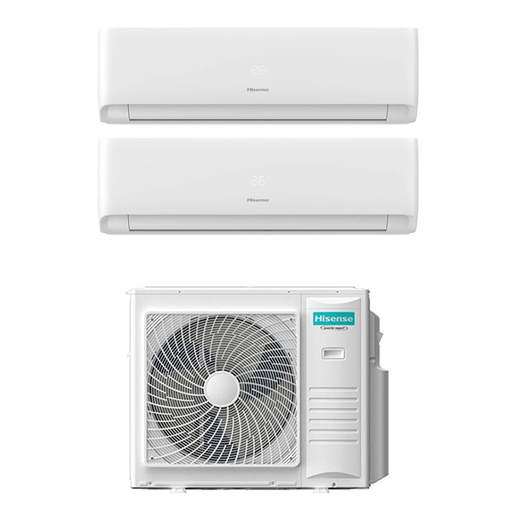 Hisense 2-fach-Split-Klimagerät HI COMFORT, Wandgerät, Inverter, WLAN, Weiß – Außengerät R32 10 kW, Innengeräte 24000+24000 BTU 5AMW105U4RQC+CF[70|70]BT2BG
