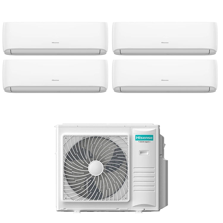 Hisense 4-fach-Split-Klimagerät HI COMFORT, Wandgerät, Inverter, WLAN, Weiß – Außengerät R32 10 kW, Innengeräte 7000+7000+9000+9000 BTU 5AMW105U4RQC+CF[20|20|25|25]YR4BG